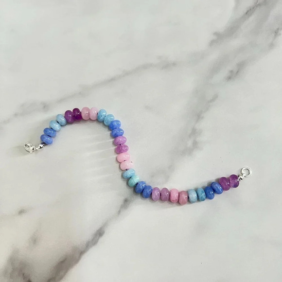 Ombre Jade Gemstone Beaded Hand Knotted Bracelet Silver Plated Clasp - Picture 5 of 7